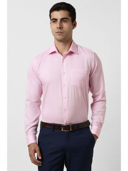 Van Heusen - Men Pink Textured Full Sleeves Formal Shirt