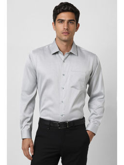 Van Heusen - Men Grey Regular Fit Printed Full Sleeves Formal Shirt