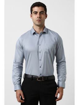 Van Heusen - Men Grey Solid Full Sleeves Formal Shirt