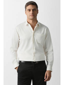 Van Heusen - Men Beige Textured Full Sleeves Formal Shirt