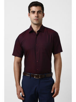Van Heusen - Men Maroon Check Half Sleeves Formal Shirt