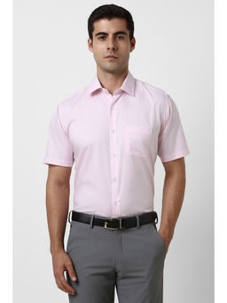 Van Heusen - Men Pink Checks Half Sleeves Formal Shirt
