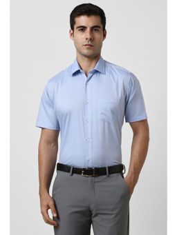 Van Heusen - Men Light Blue Check Half Sleeves Formal Shirt