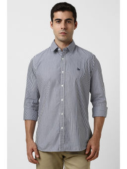 Van Heusen - Men Blue Stripe Full Sleeves Casual Shirt