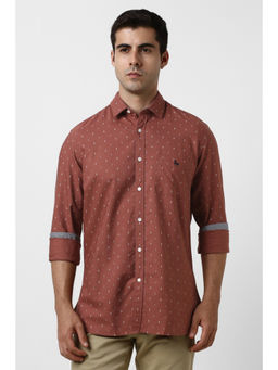 Van Heusen - Men Brown Print Full Sleeves Casual Shirt