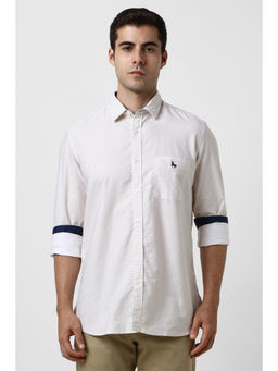 Van Heusen - Men White Print Full Sleeves Casual Shirt