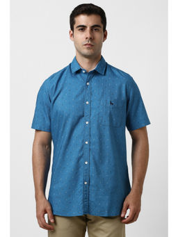 Van Heusen - Men Blue Print Half Sleeves Casual Shirt