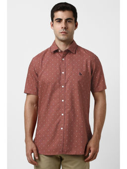 Van Heusen - Men Brown Print Half Sleeves Casual Shirt