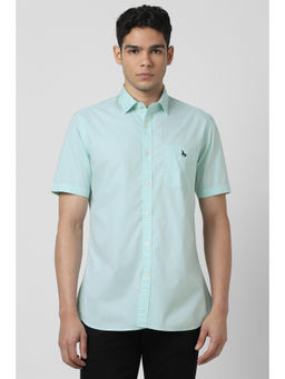 Van Heusen - Men Light Green Print Half Sleeves Casual Shirt