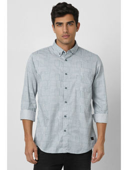 Van Heusen - Men Grey Slim Fit Print Full Sleeves Casual Shirt