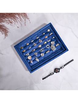 La Trove - Premium Blue Velvet 12-Grids Ring's Storage, Organizer & Display Tray