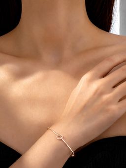 Peora - Women Rose Gold Plated Knot Design Open Cuff Kada Bracelet
