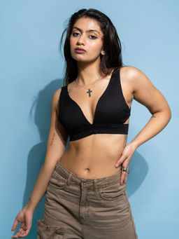 FREAKINS - Black Buckle Bralette Top