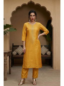 W - Yellow Embellished Kurta
