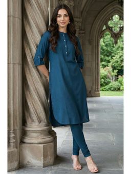 W - Blue Solid Kurta
