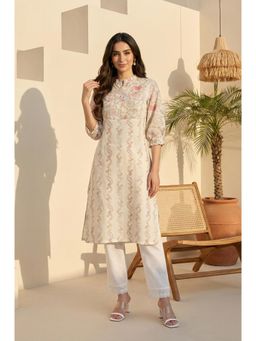 W - Floral White Kurta