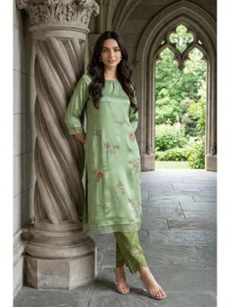 W - Green Embroidered Kurta