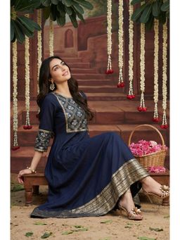 W - Blue Embroidered Dress