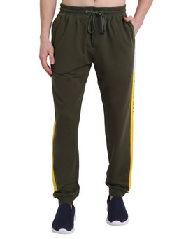 AM SWAN - Cotton Rich Lycra Colorblock Printed Joggers In Multicolor