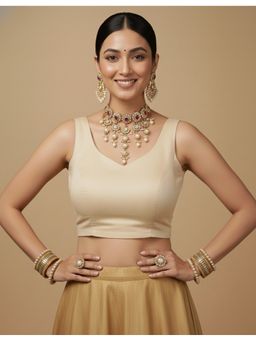 HAPPY OWL - Capri Silk Women Stitched Cream Blouse