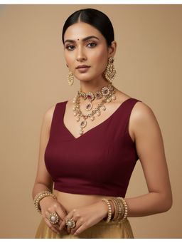 HAPPY OWL - Capri Silk Women Stitched Maroon Blouse