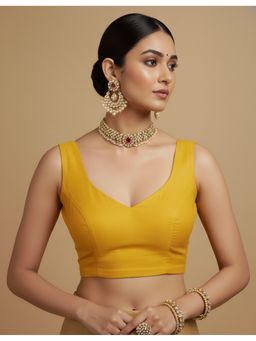 HAPPY OWL - Capri Silk Women Stitched Yellow Blouse