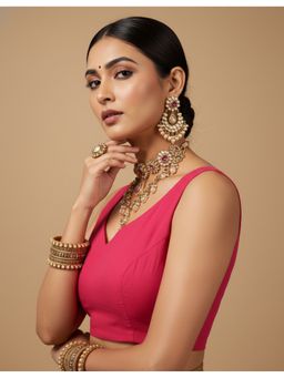 HAPPY OWL - Capri Silk Women Stitched Pink Blouse