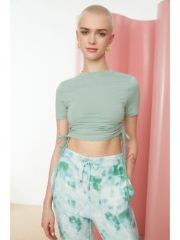 Trendyol - Mint Semi-fit Solid-plain Round Neck Top