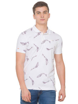 Spykar - Men White Slim Fit Polo T-shirt