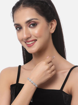 ZENEME - Rhodium-Plated American Diamond Link Bracelet