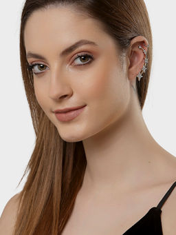 ZENEME - Gold Plated Dual Toned Contemporary Ear Cuff Earrings