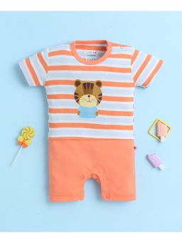 Bumzee - Orange Boys Half Sleeves Thigh Length Romper