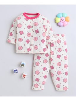 Bumzee - Beige Baby Girls Full Sleeves Jabla and Pyjama