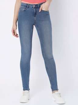 VERO MODA - Women Solid Blue Mid Waist Ankle Length Jeans (28)