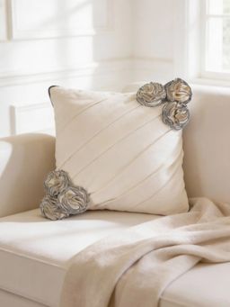 Life n Colors - Ivory Gardenia Cushion Cover - Draped Floral Style