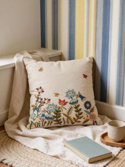 Life n Colors - Whispers of Spring Cushion Cover - Embroidered Garden Style