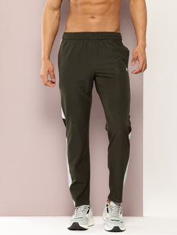 TURNFIT - Olive Men Colorblock Panel Trackpant with Zipper Pocket