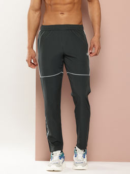 TURNFIT - Grey Men Straight Fit Contrast Trackpant with Zipper Pocket