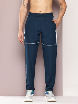 TURNFIT - Blue Men Straight Fit Contrast Trackpant with Zipper Pocket