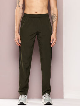 TURNFIT - Olive Men Straight Fit Trackpant with Contrast Side Panel