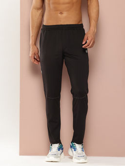 TURNFIT - Black Typographic Print Trackpant with Zipper Pocket