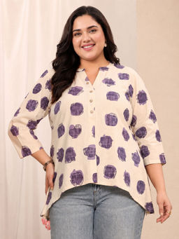 Extra love by Libas - Men Off White Cotton Printed Shirt