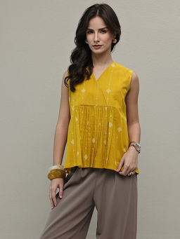 Libas - Men Yellow Cotton Printed Top