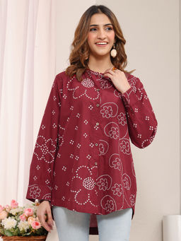 Libas - Men Red Cotton Printed Shirt