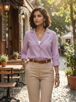 BOHOLYFE - Men Mauve Cotton Solid/Plain Shirt