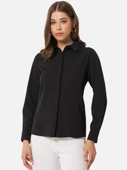 ALL WAYS YOU - Men Black Crepe Solid/Plain Shirt
