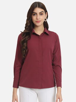 ALL WAYS YOU - Men Maroon Crepe Solid/Plain Shirt