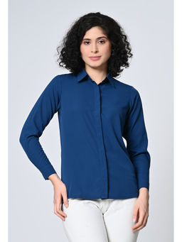 ALL WAYS YOU - Men Teal Crepe Solid/Plain Shirt