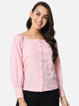 ALL WAYS YOU - Men Pink Crepe Solid/Plain Top