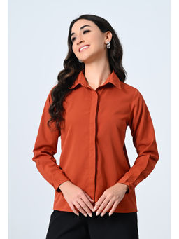 ALL WAYS YOU - Men Rust Crepe Solid/Plain Shirt
